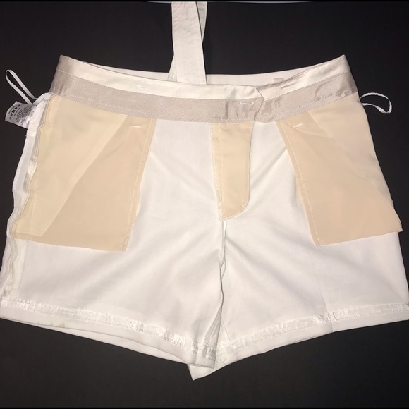 Anthropologie Leifsdottir White Tuxedo Stripe Shorts - size 8 - Picture 9 of 13